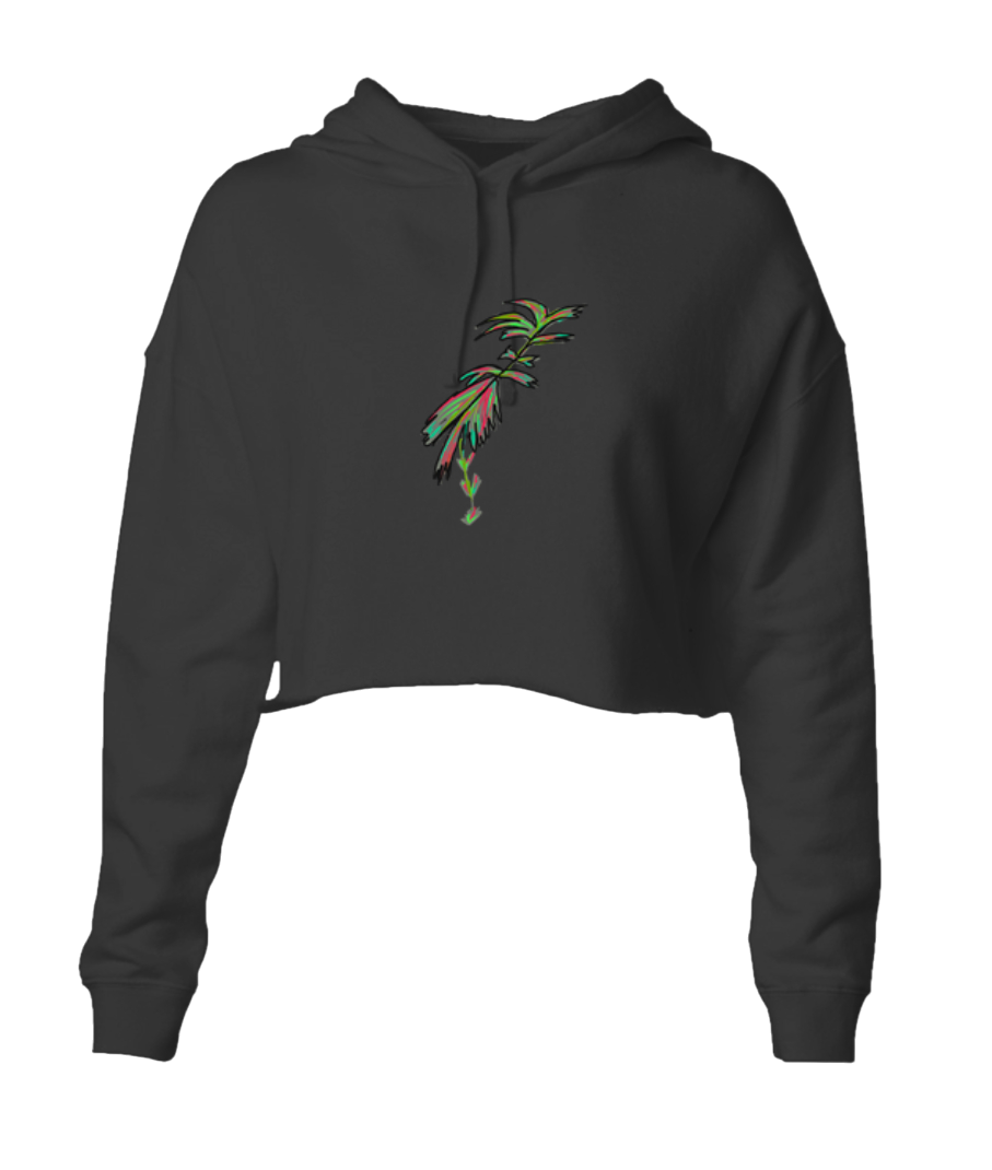 Klurve Ease Lightweight Crop Hoodie #Color_black