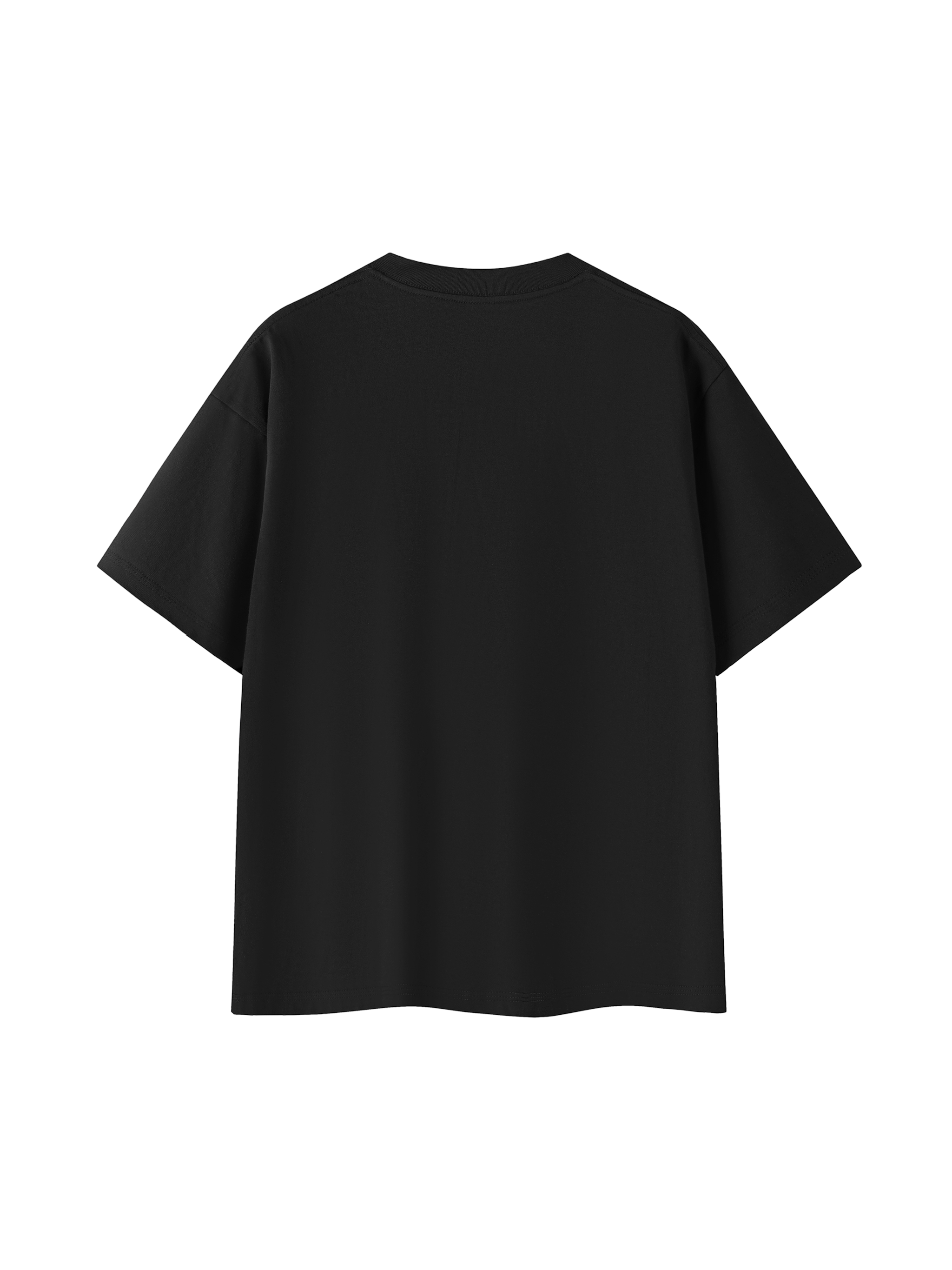 Black t-shirt on a white background