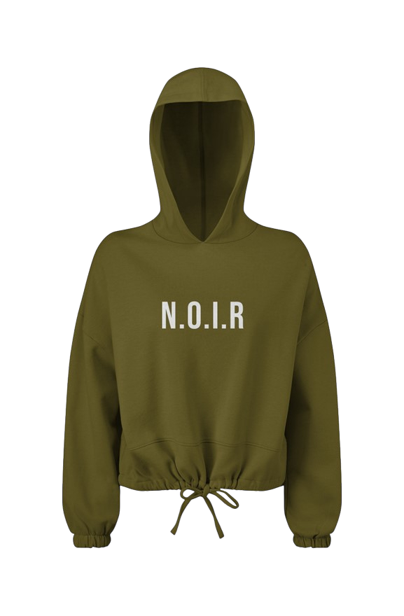 Klurve Noir Cropped Hoodie #Color_olive