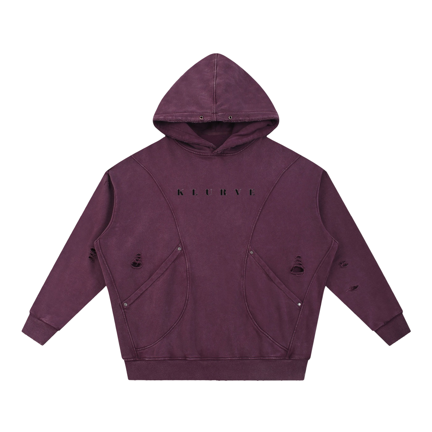 Klurve Offbeat Snow Washed Panel Hoodie