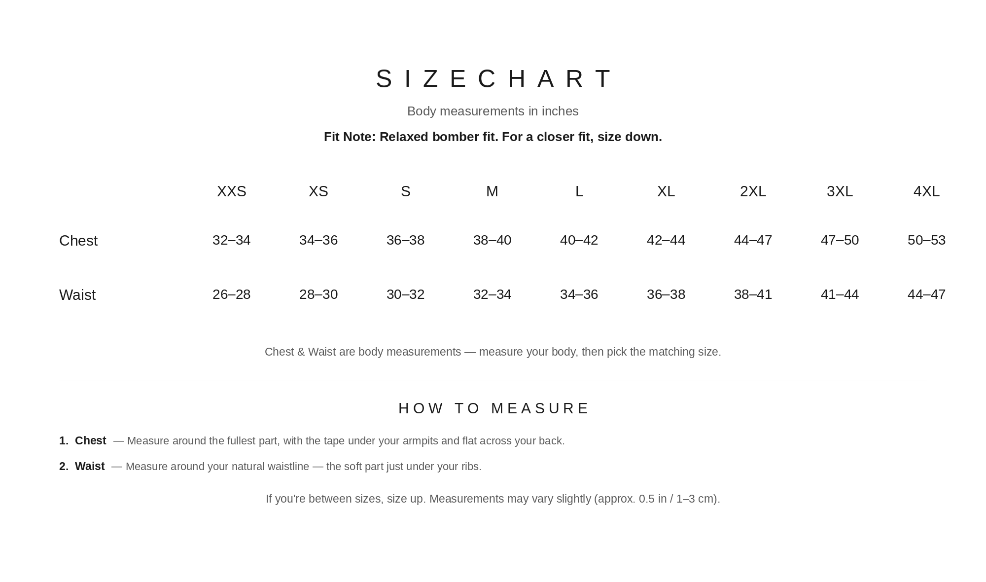 Size Chart