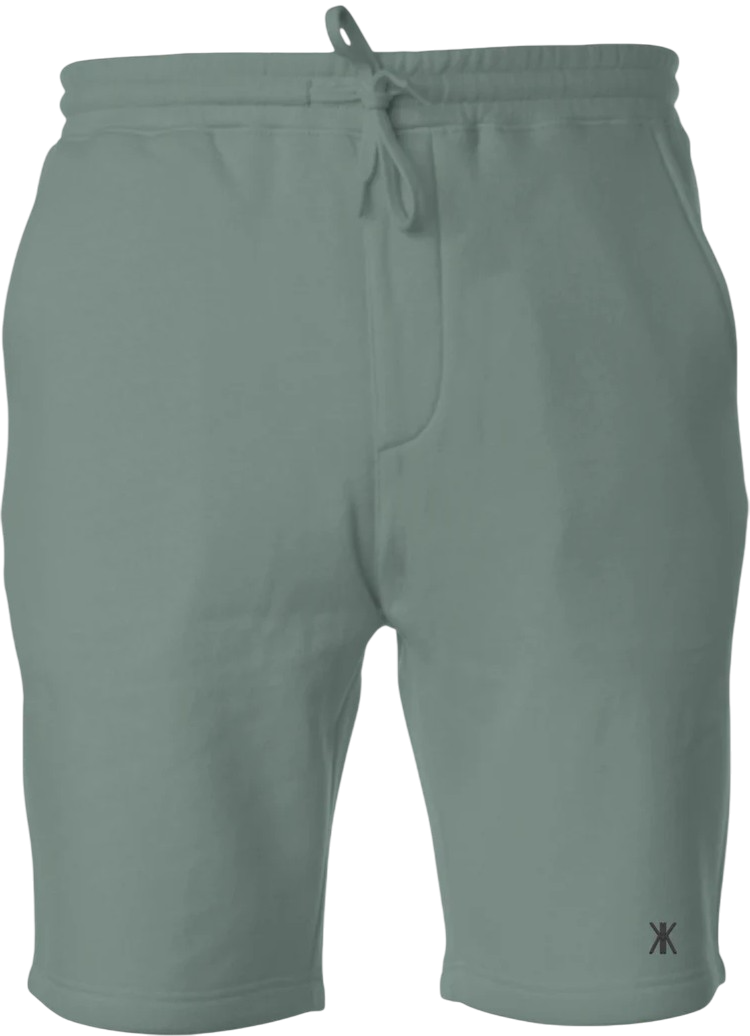 Klurve Ease Pigment Dyed Fleece Shorts #Color_Pigment Alpine Green