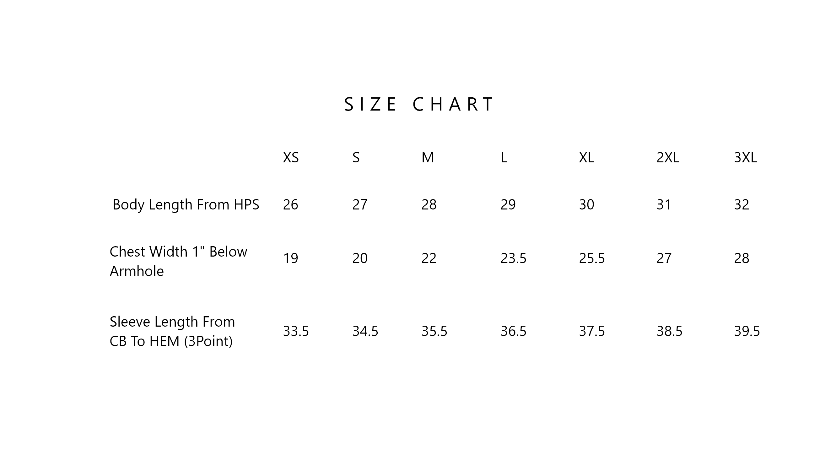 Size Chart