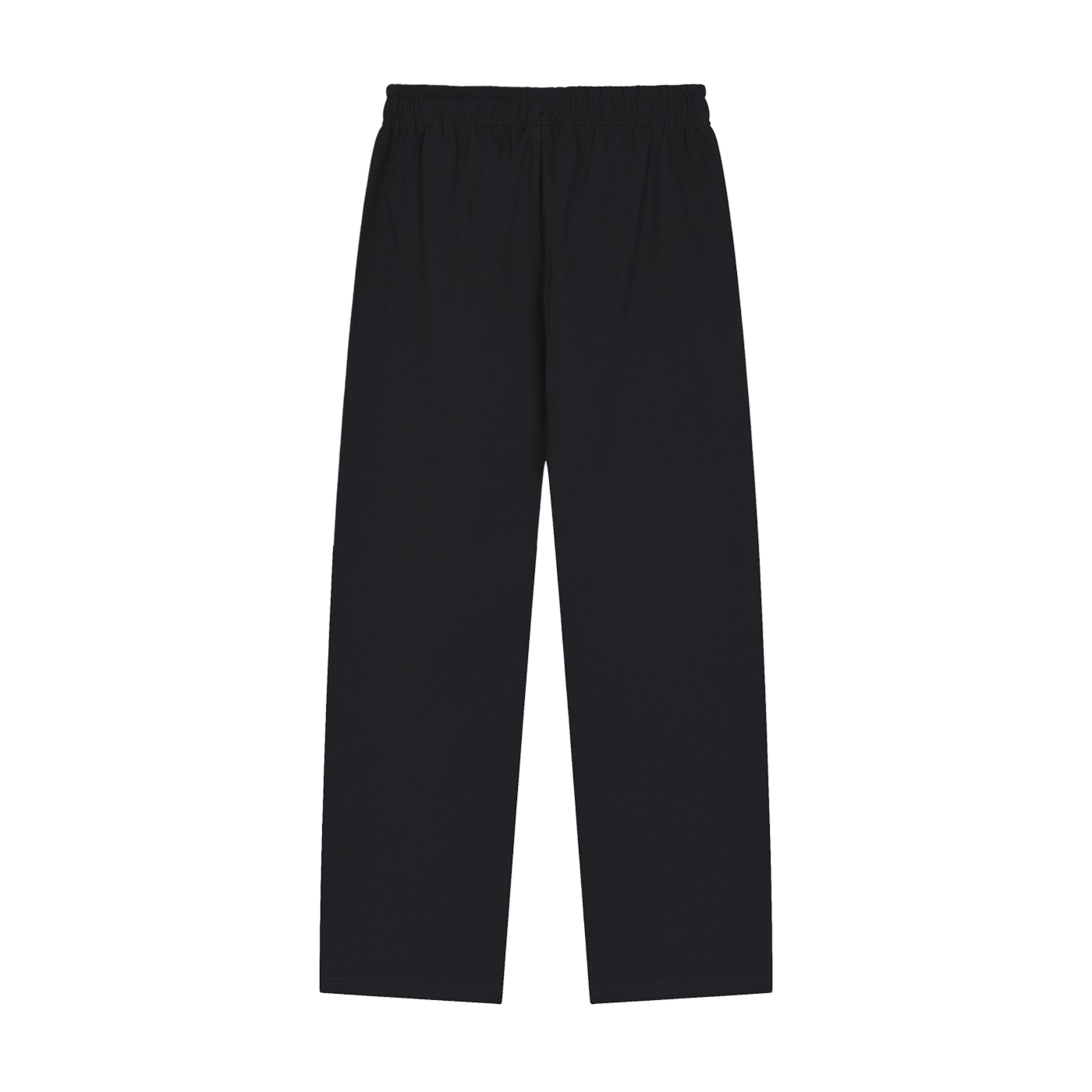Black wide-leg cropped pants with an elastic waistband, shown flat against a solid white background.