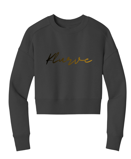 Klurve Offbeat Core Logo Crop Crew #Color_Jet black