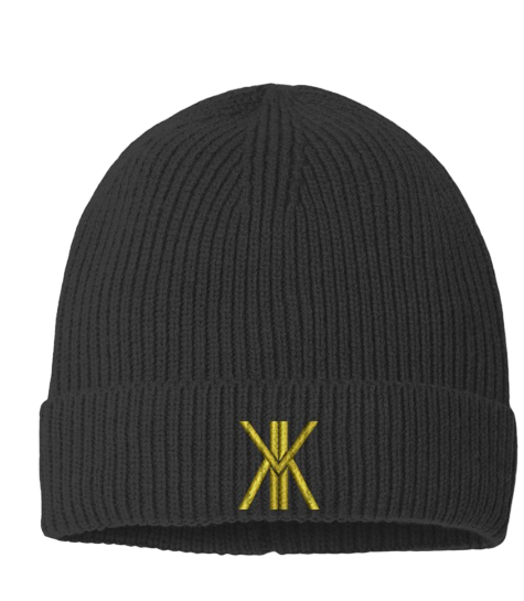 Klurve Ease Fine Rib Knit Beanie #Color_Black