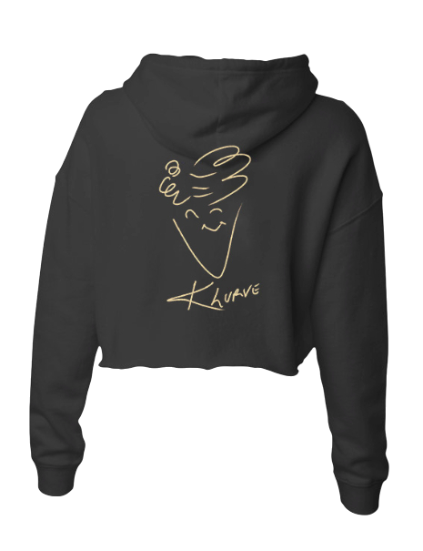 Klurve Noir Lightweight Crop Hoodie #Color_Black