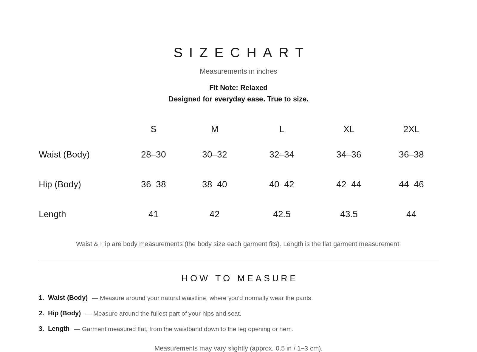 Size Chart