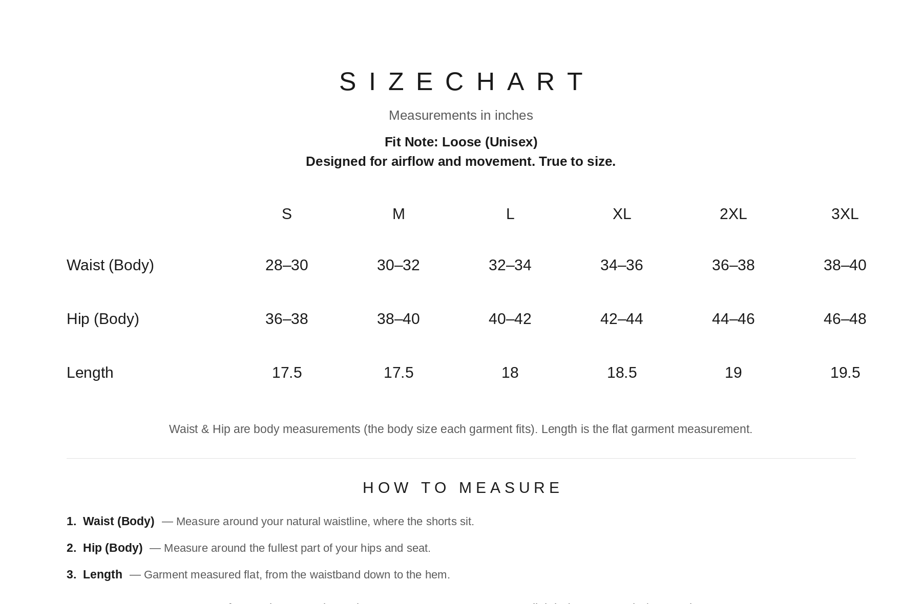 Size Chart
