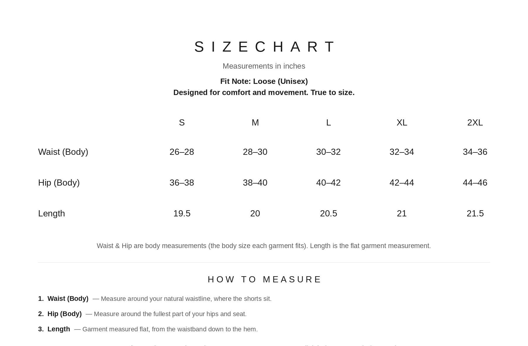 Size Chart