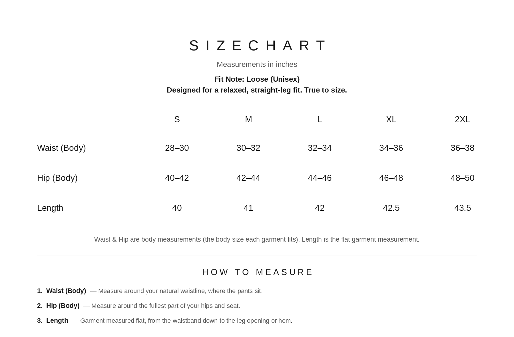 Size Chart