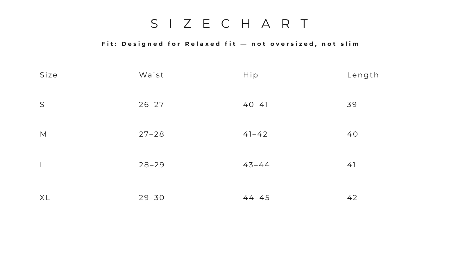 Size Chart