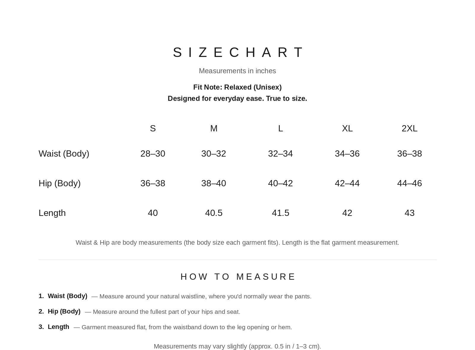 Size Chart