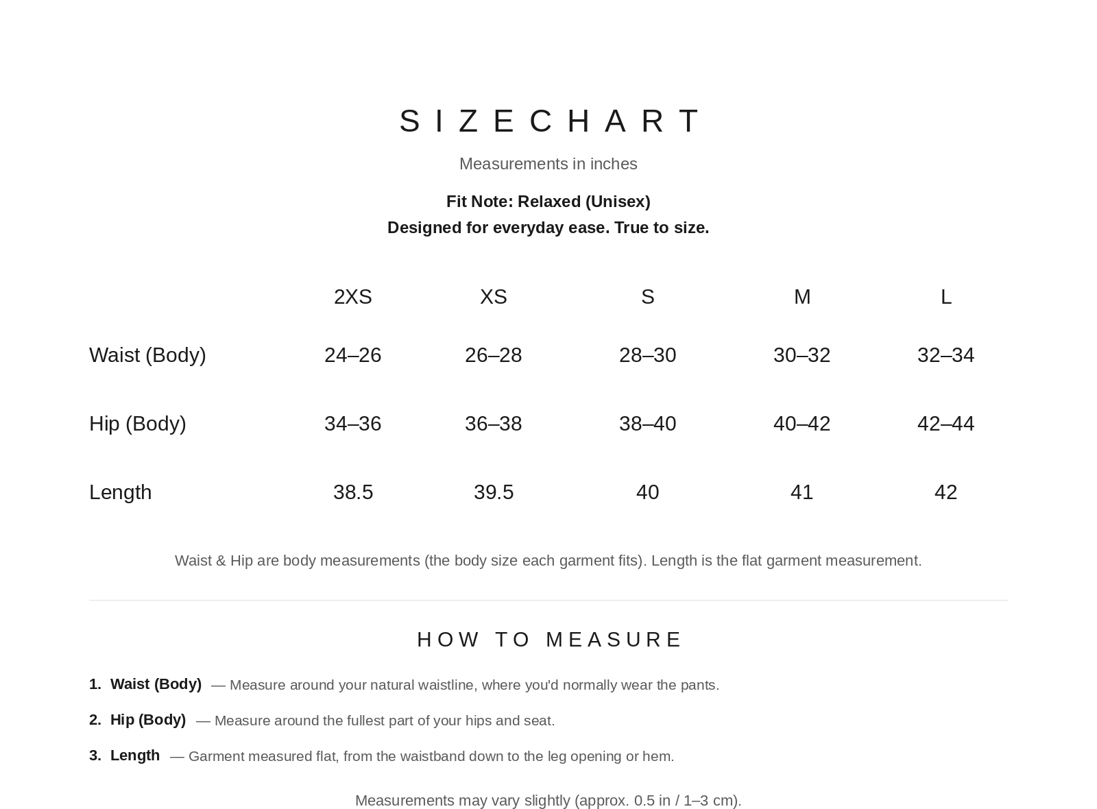 Size Chart