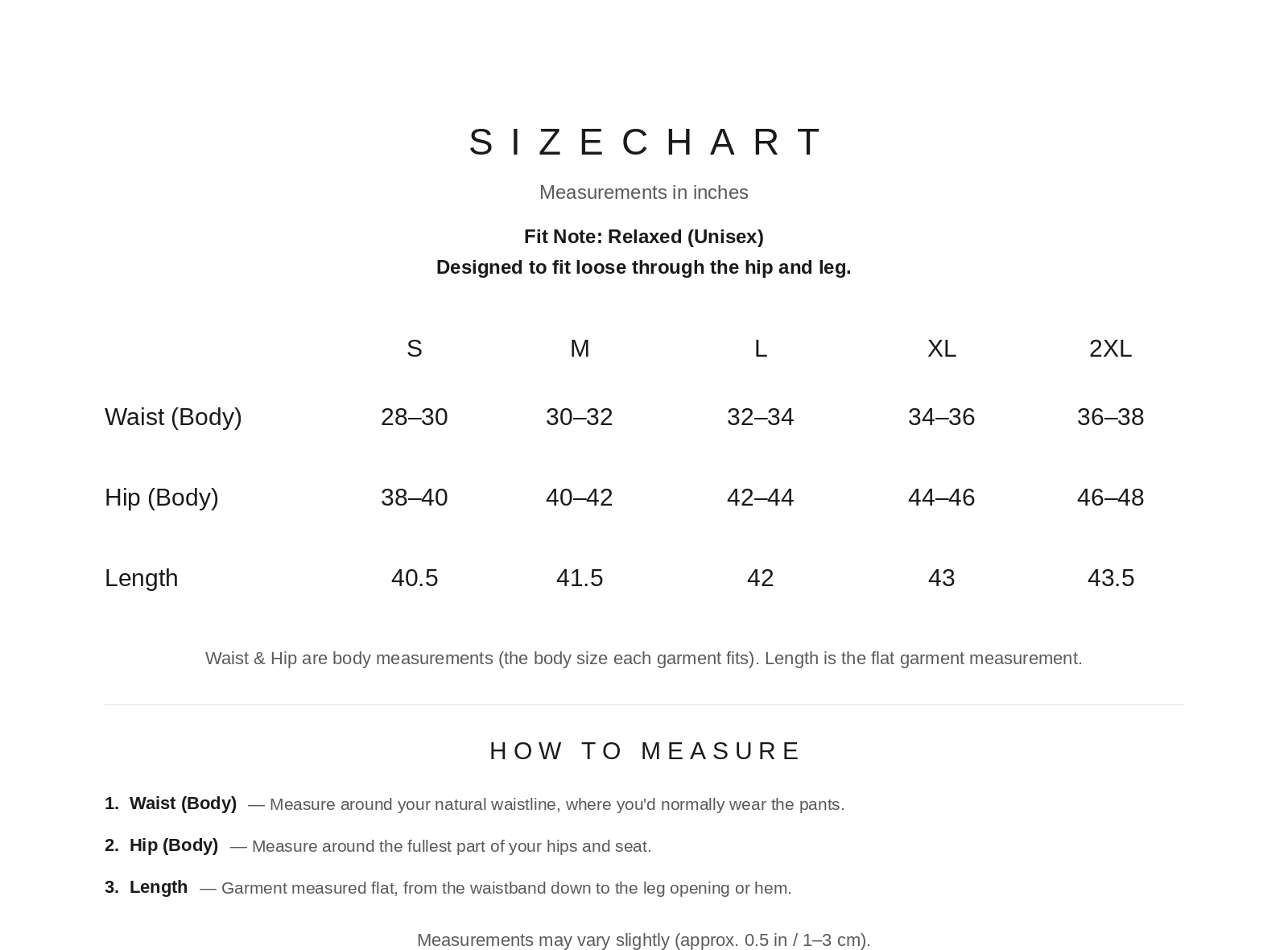 Size Chart