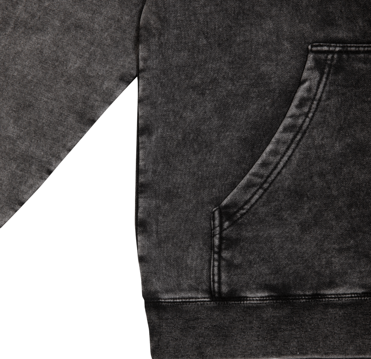 Klurve Offbeat Vintage Wash Hoodie #Color_Black