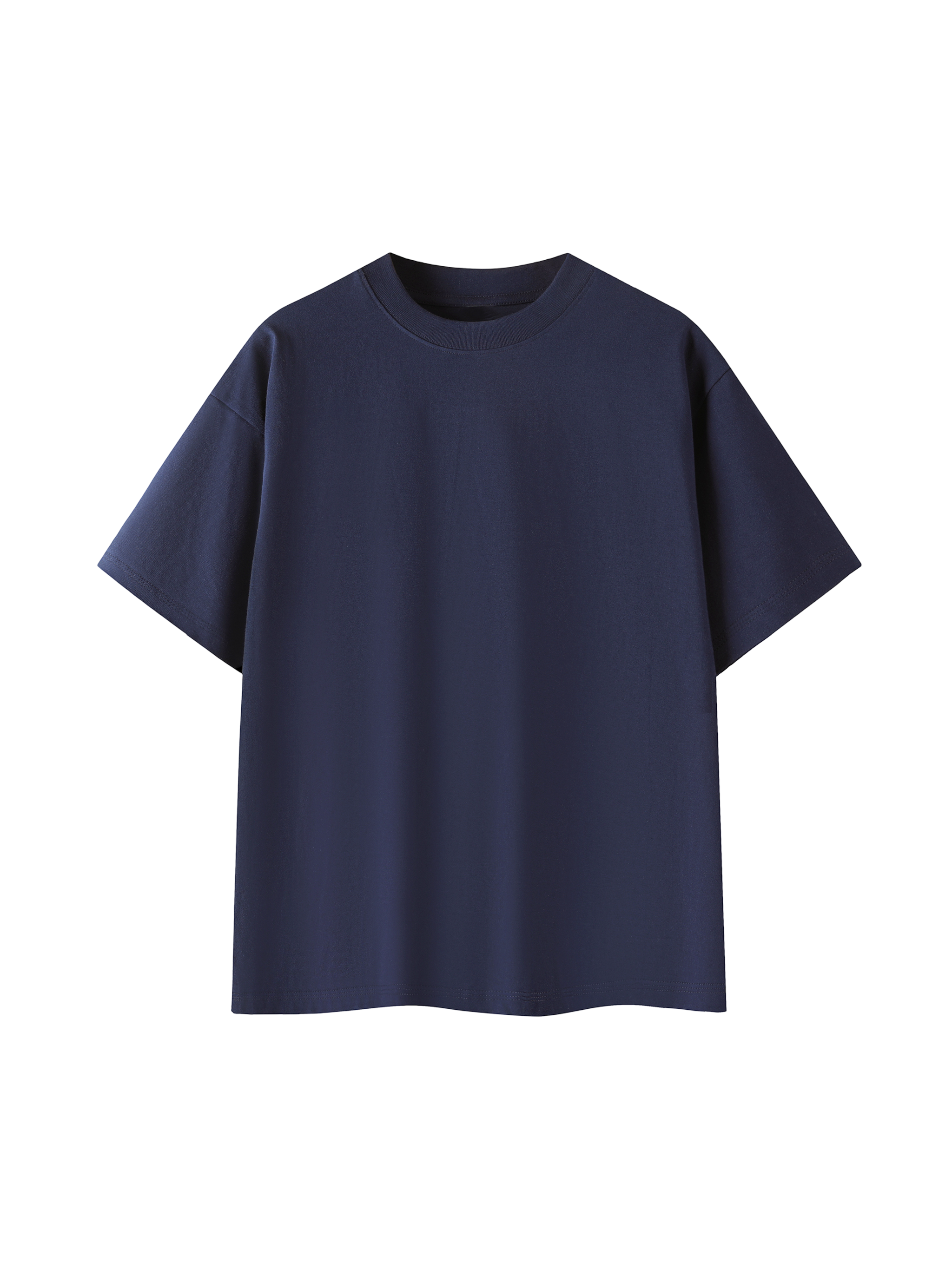 Navy blue t-shirt on a white background