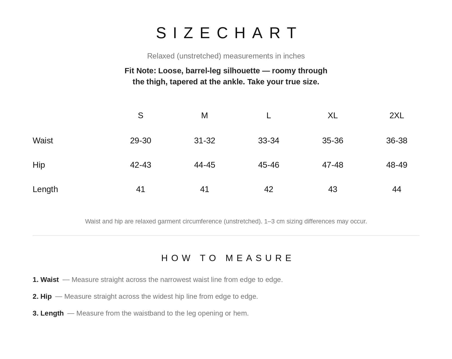 Size Chart