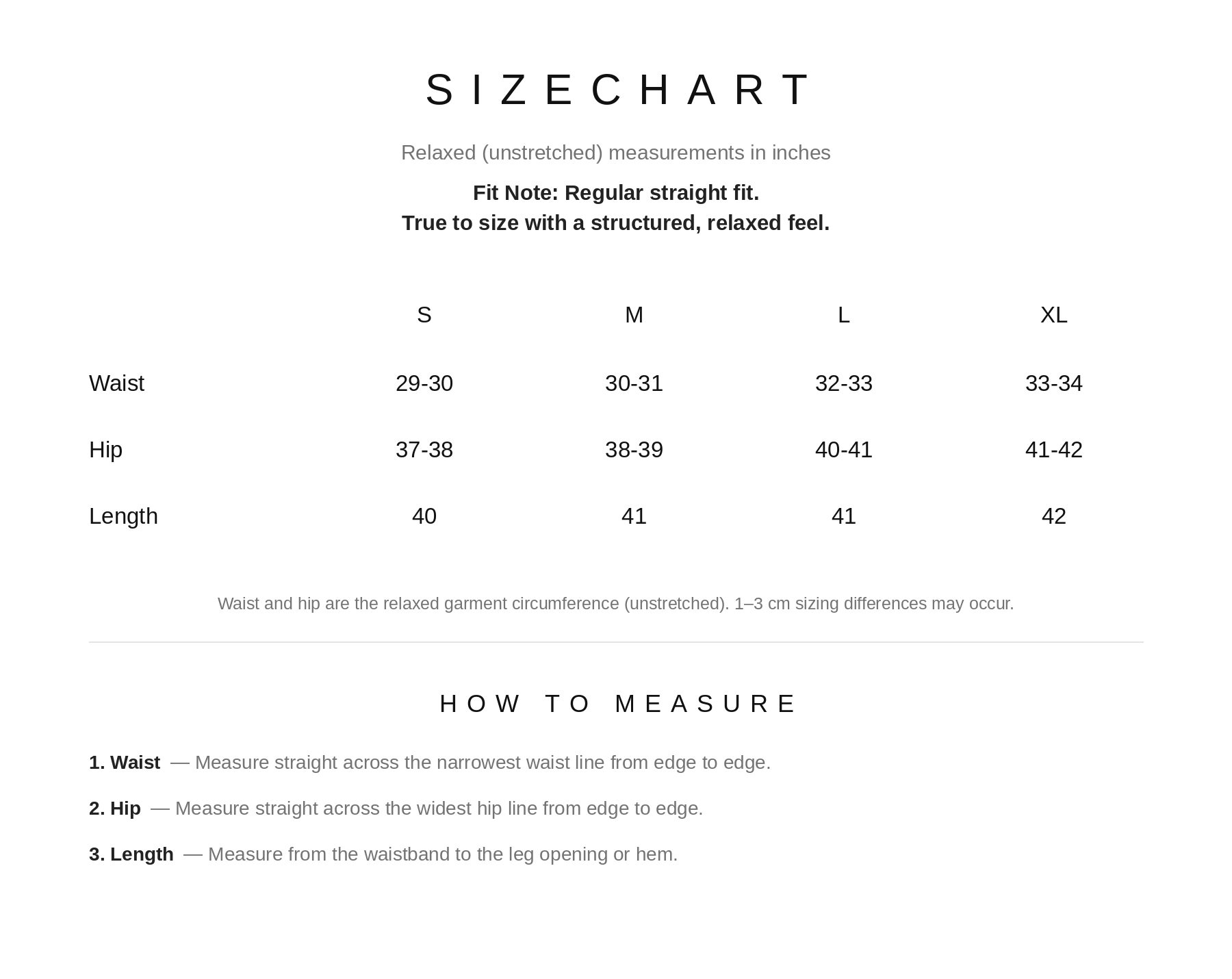 Size Chart