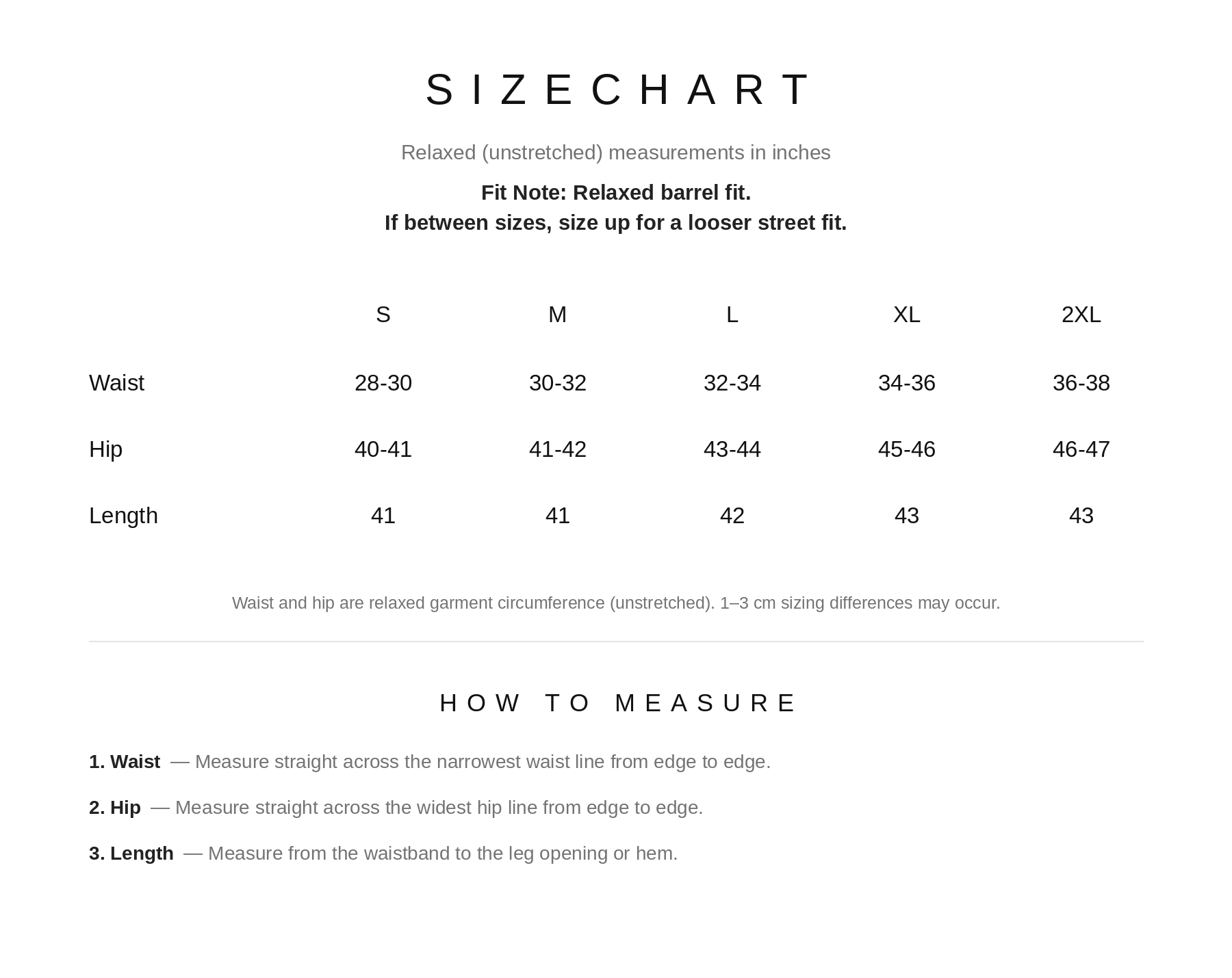 Size Chart