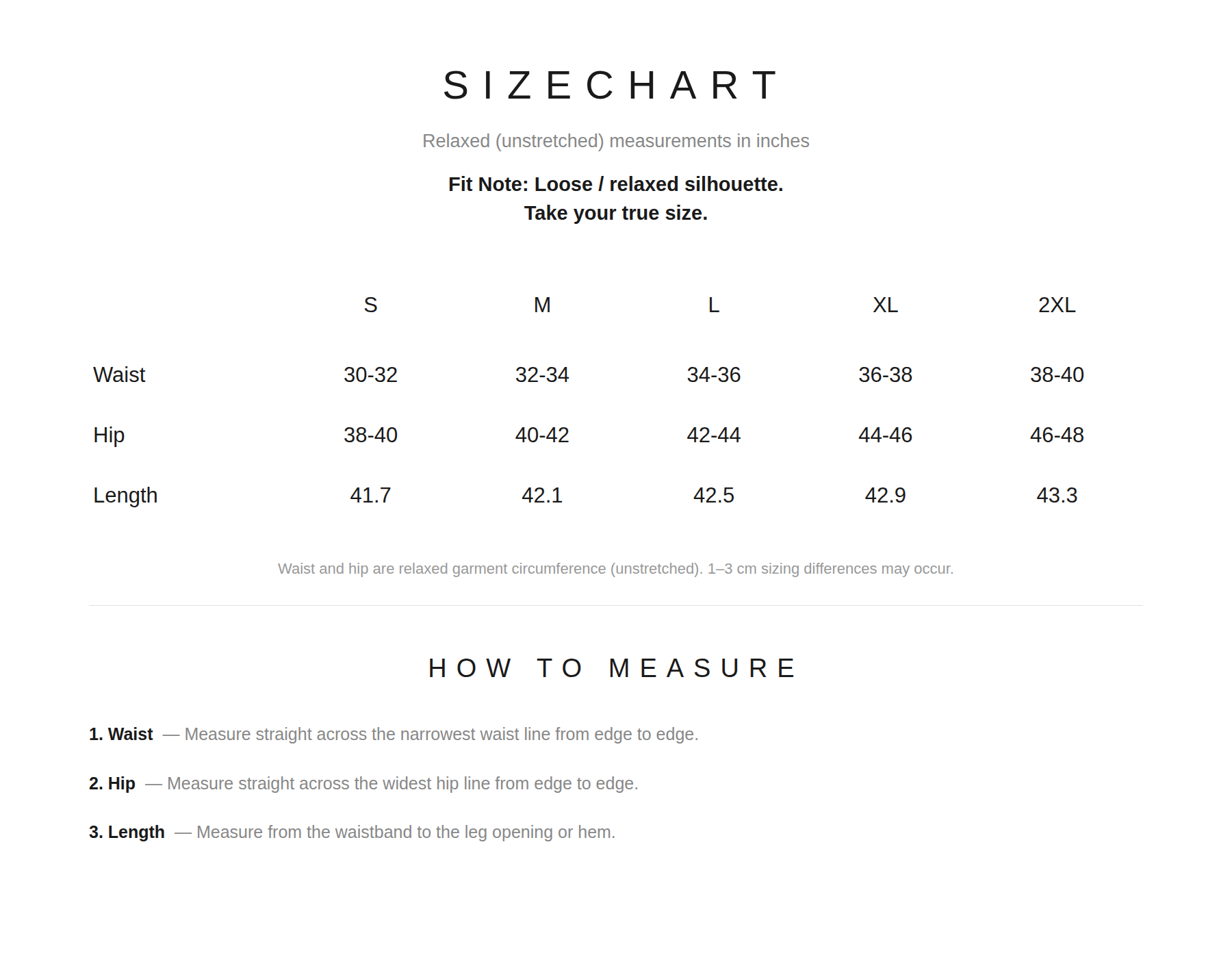 Size Chart