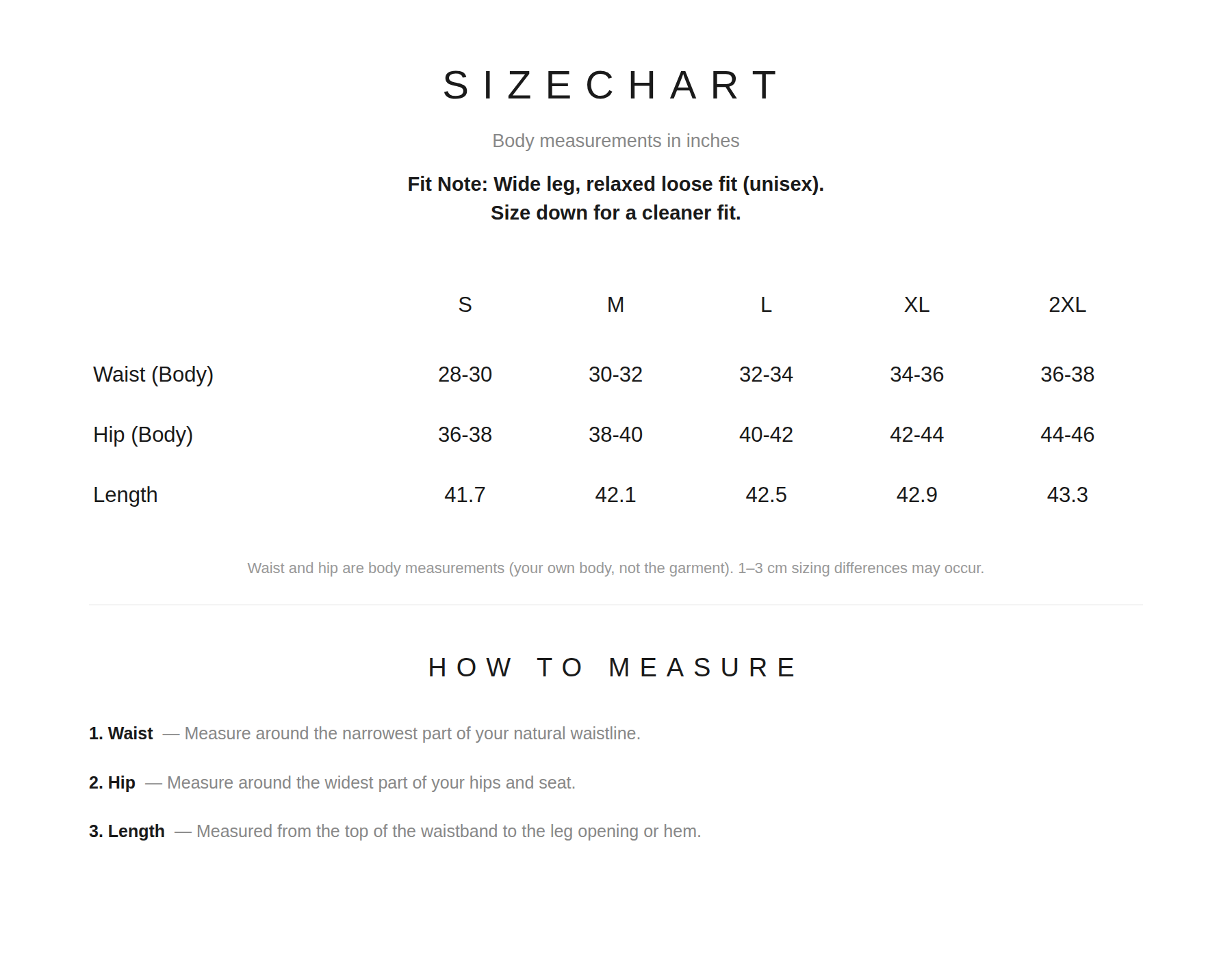 Size Chart