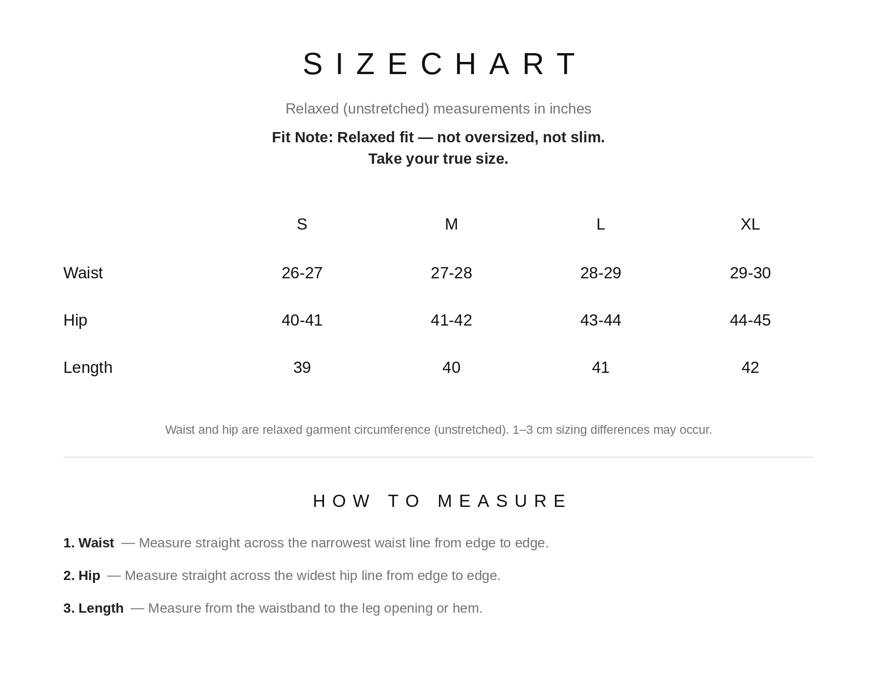 Size Chart