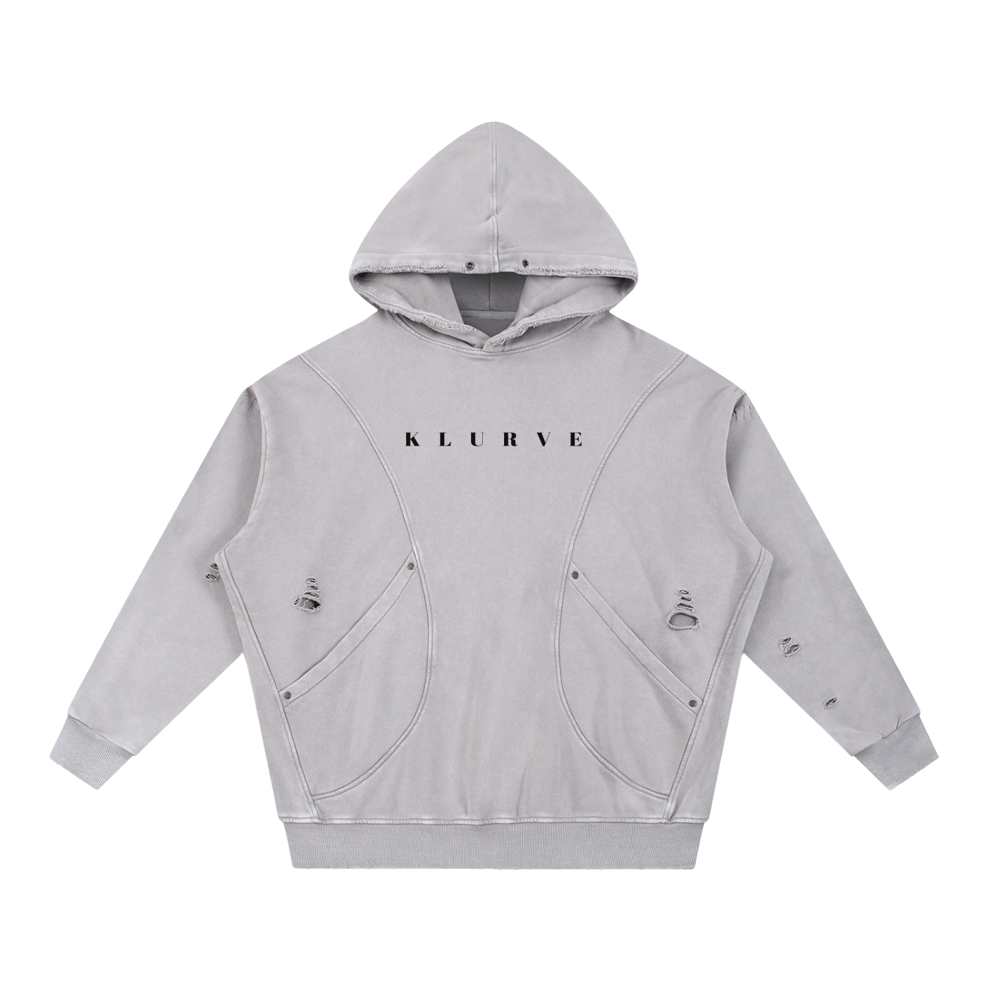 Klurve Offbeat Snow Washed Panel Hoodie