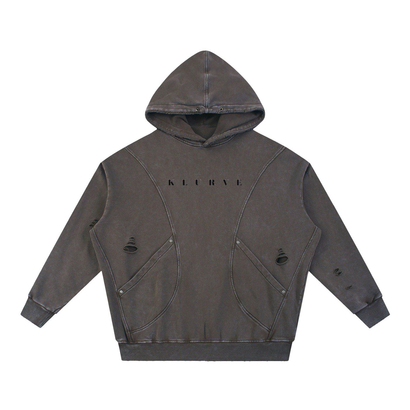 Klurve Offbeat Snow Washed Panel Hoodie