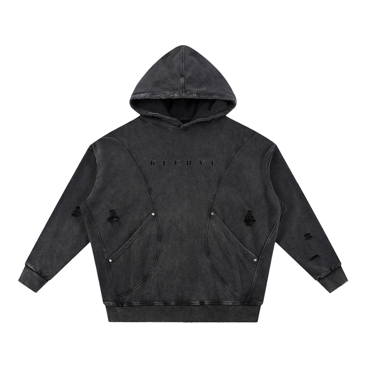 Klurve Offbeat Snow Washed Panel Hoodie