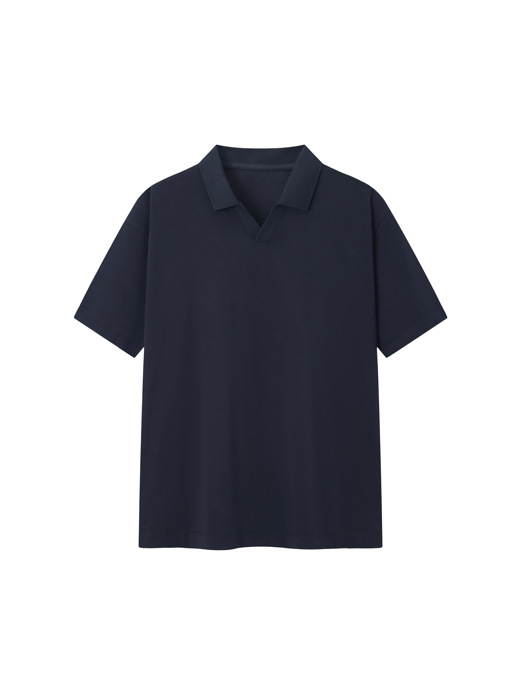 Navy blue polo shirt on a white background
